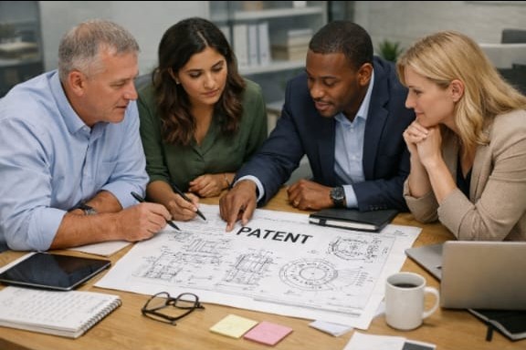 Patent illustration team at work